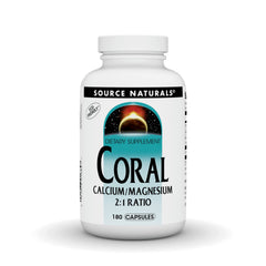 Bottle of Source Naturals Coral Calcium/Magnesium 2:1 ratio 180 capsules