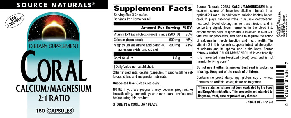 Source Naturals Coral Calcium/Magnesium packaging