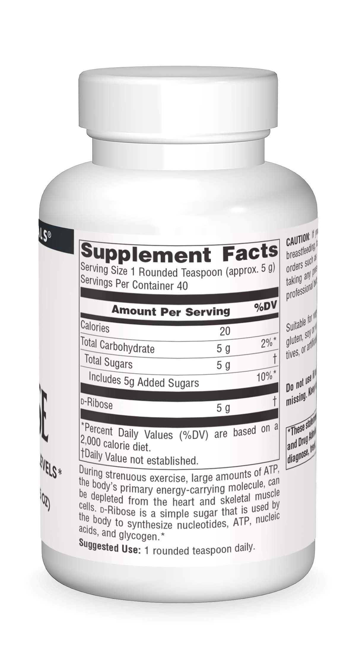 Label highlights D-Ribose benefits and usage