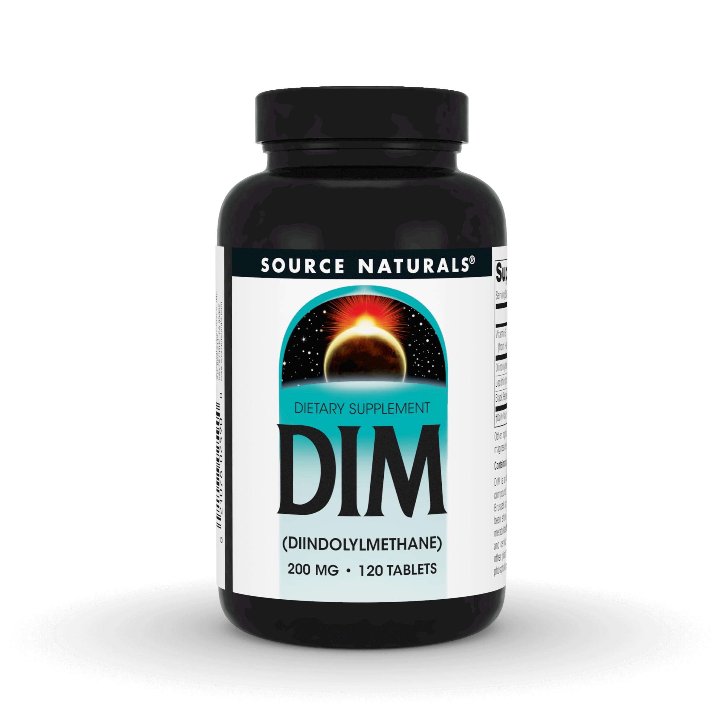 Source Naturals DIM 200 mg bottle with BioPerine – front view
