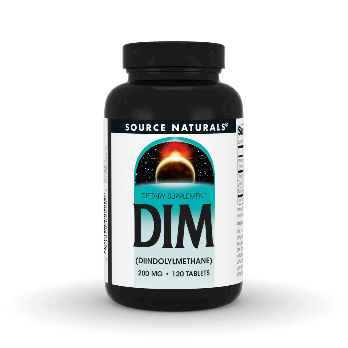Source Naturals DIM 200 mg bottle with BioPerine – front view