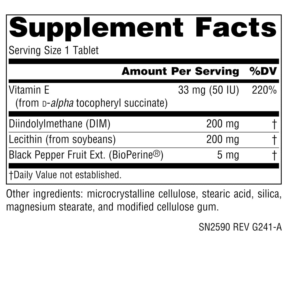 DIM 200 mg capsules with BioPerine and Vitamin E label