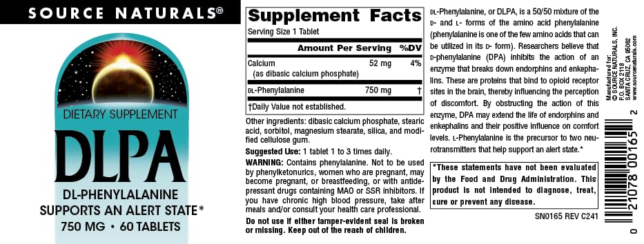 DLPA 750 mg 60 tablets usage directions