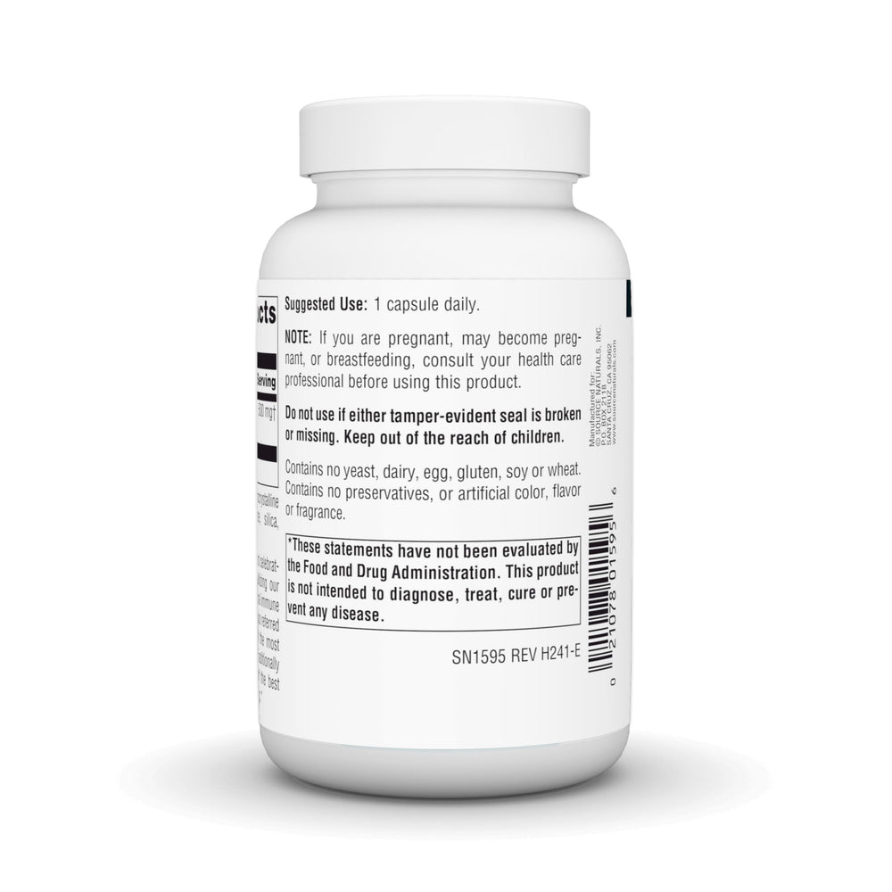 Ingredients label for Source Naturals Echinacea Root Extract 500mg
