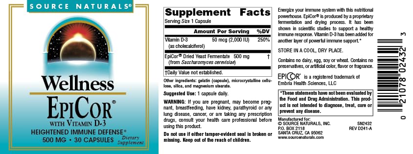 Source Naturals EpiCor packaging and bottle on white background
