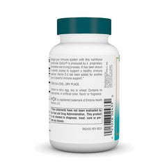 Capsules and bottle showing immune support ingredients