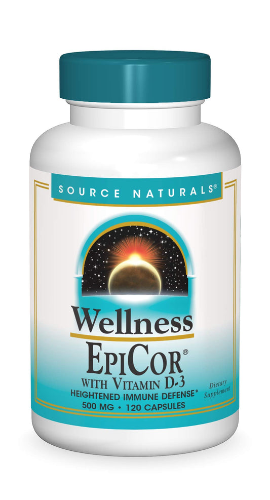 Bottle of Source Naturals EpiCor with Vitamin D-3, 120 capsules