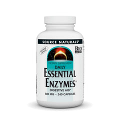 Front view of Source Naturals Essential Enzymes vegetarian capsules bottle