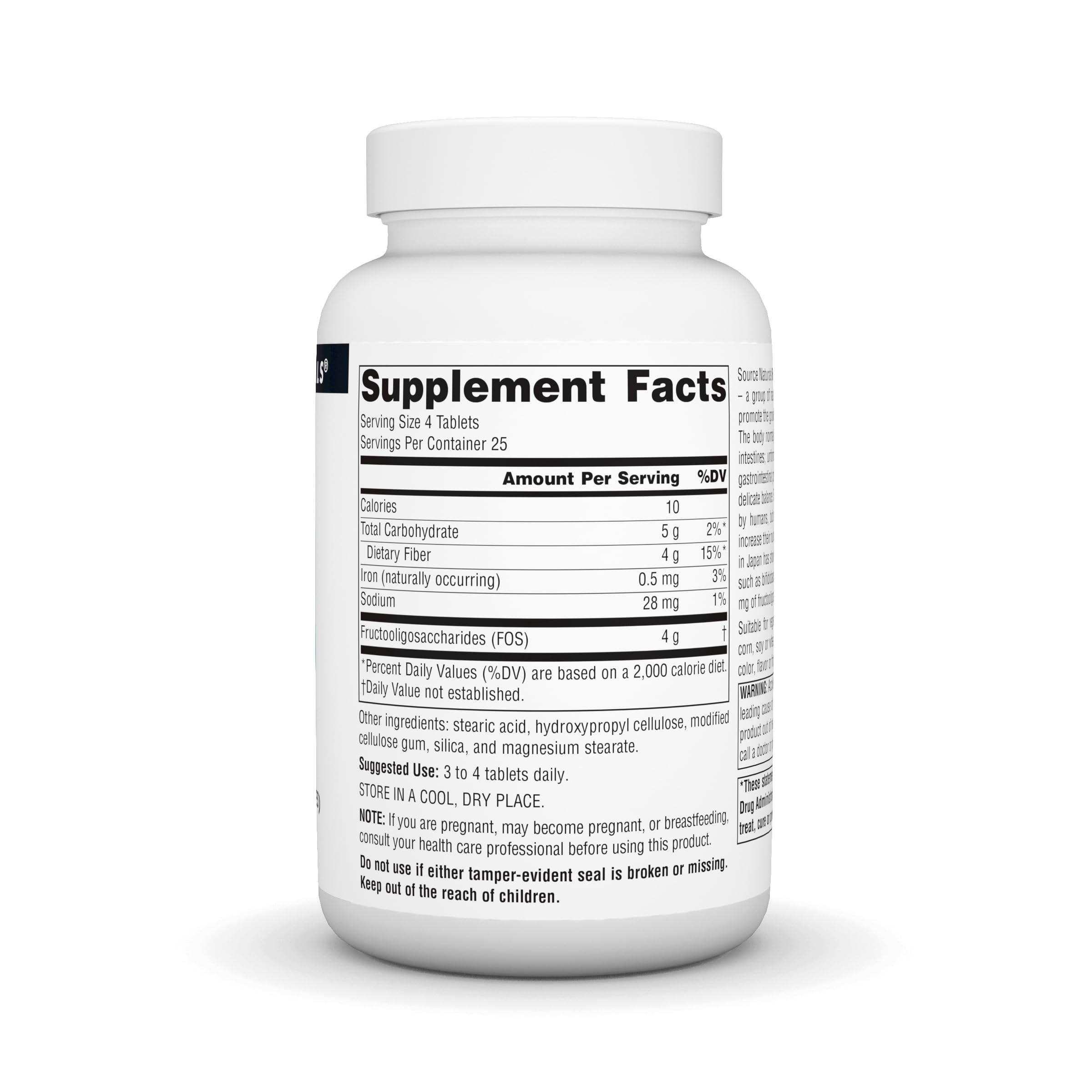Close-up of Source Naturals FOS 1000 mg tablets