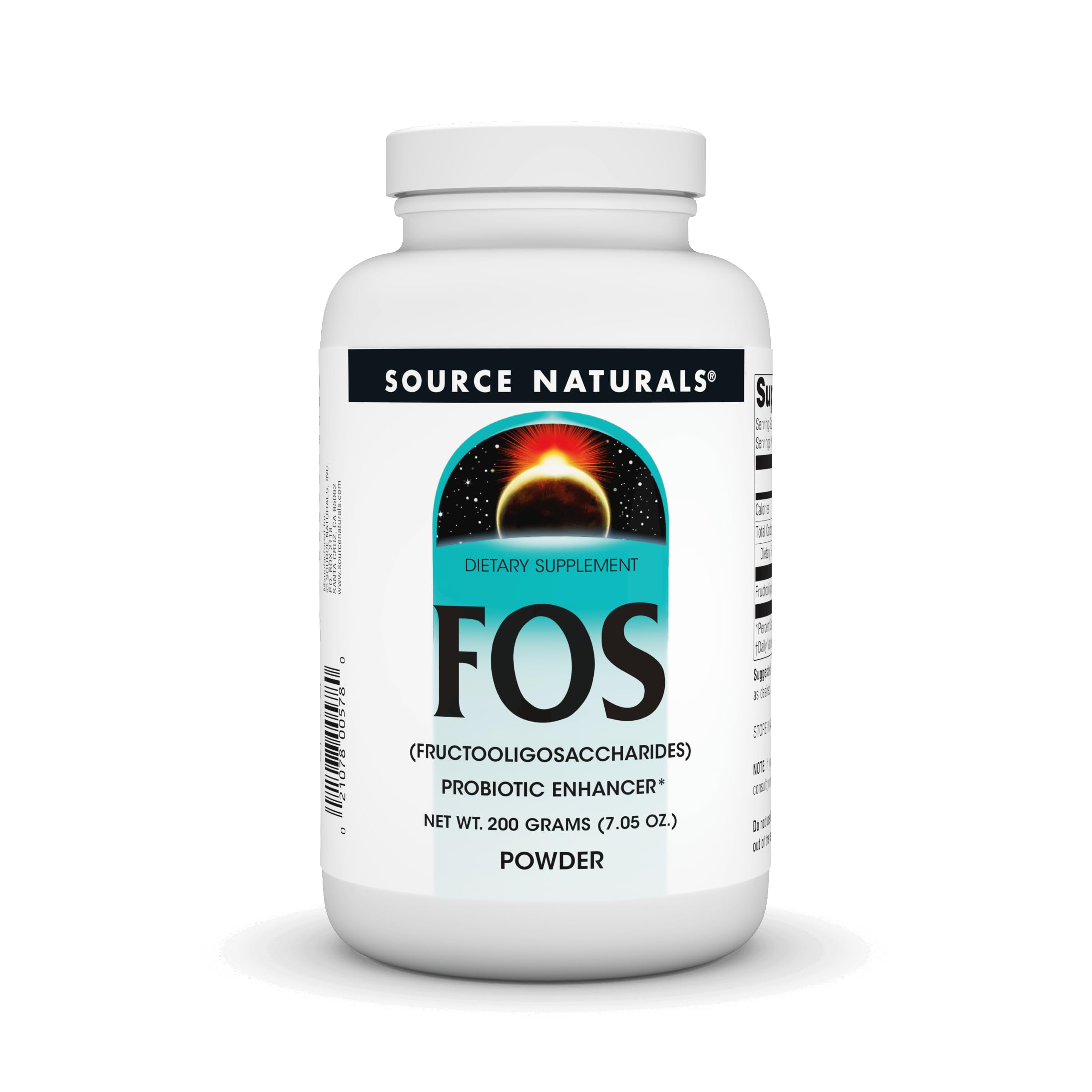 Front label of Source Naturals FOS Powder 200 g
