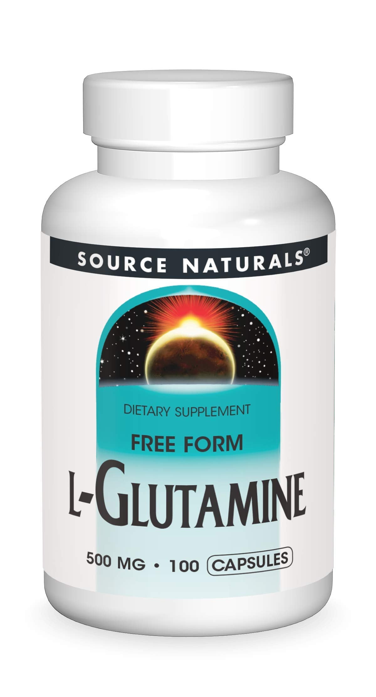 Source Naturals Free Form L-Glutamine 500 mg bottle - front view