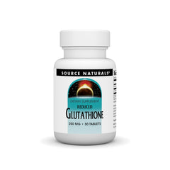 Front view of Source Naturals Glutathione 250mg 30 tablets bottle