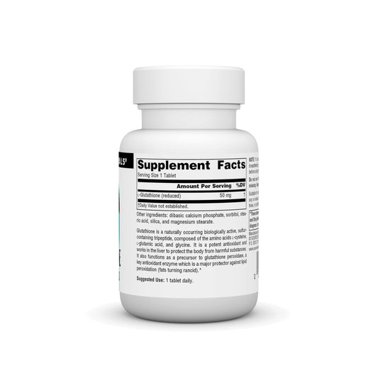 Close-up of Glutathione ingredients: L-cysteine, L-glutamic acid, glycine