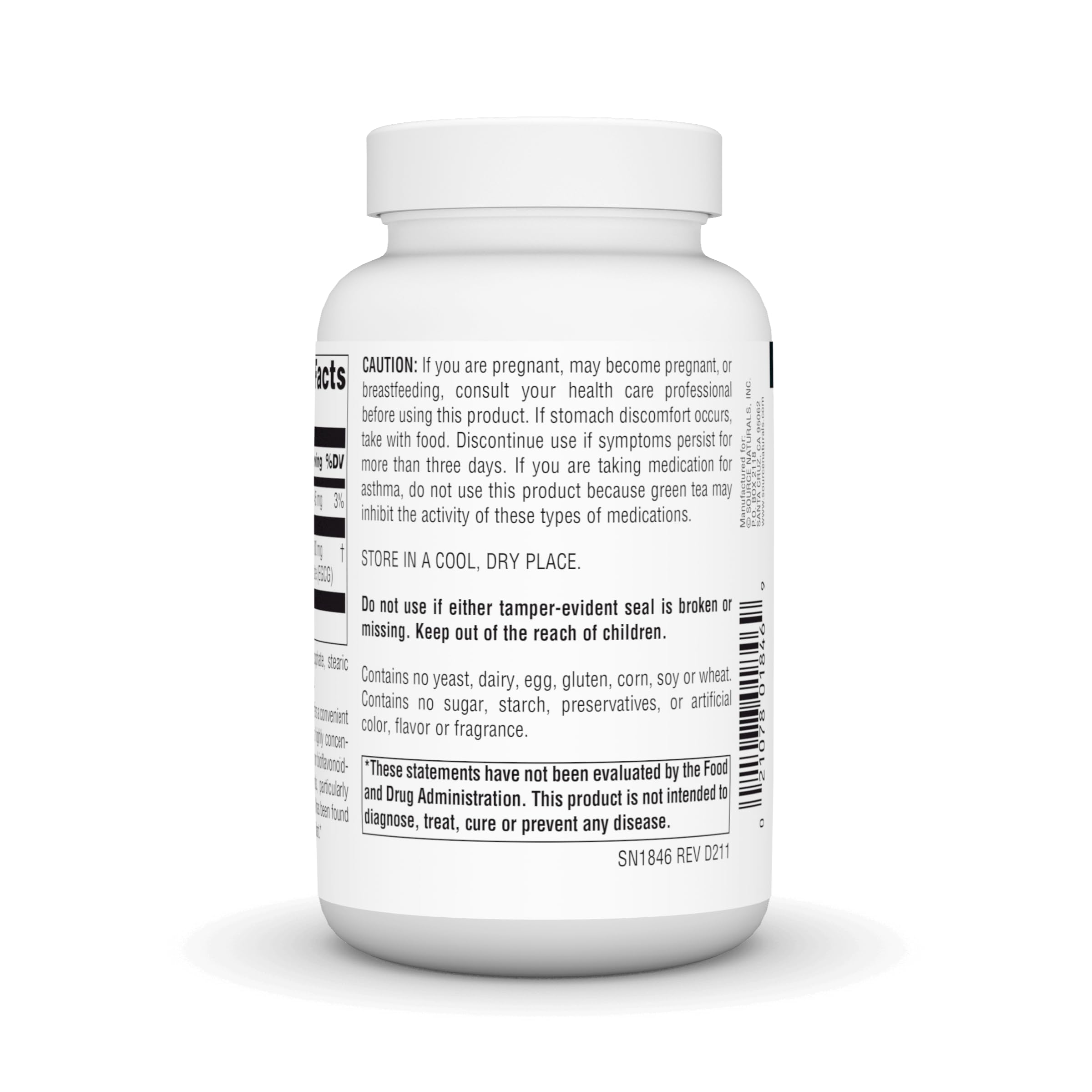 Close-up of the product label for Source Naturals Green Tea Extract
