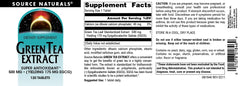 Nutrition facts panel for Source Naturals Green Tea Extract