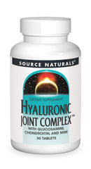 Bottle of Source Naturals Hyaluronic Joint Complex with Glucosamine, Chondroitin & MSM – 30 tablets