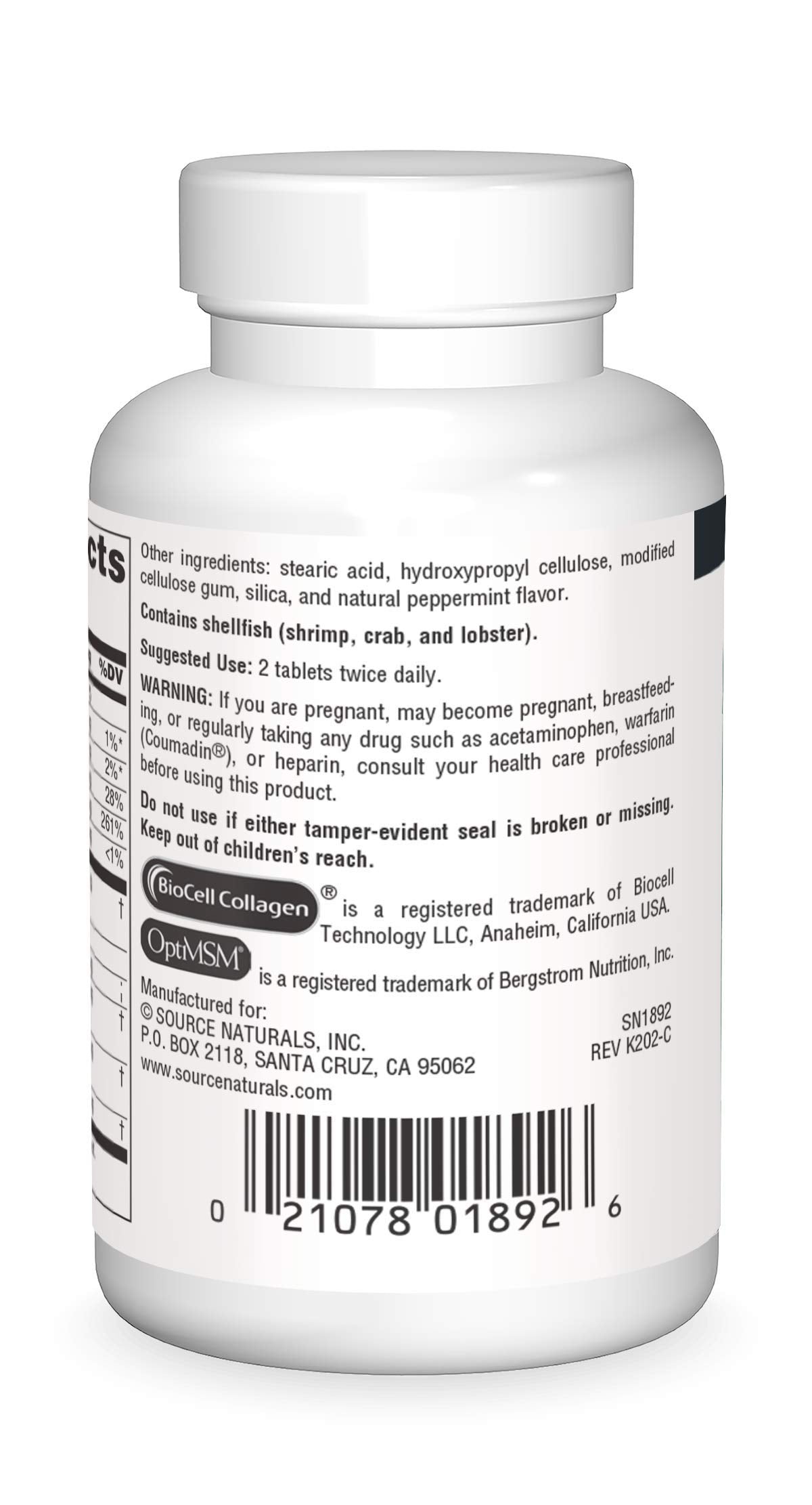 Label of Source Naturals Hyaluronic Joint Complex product