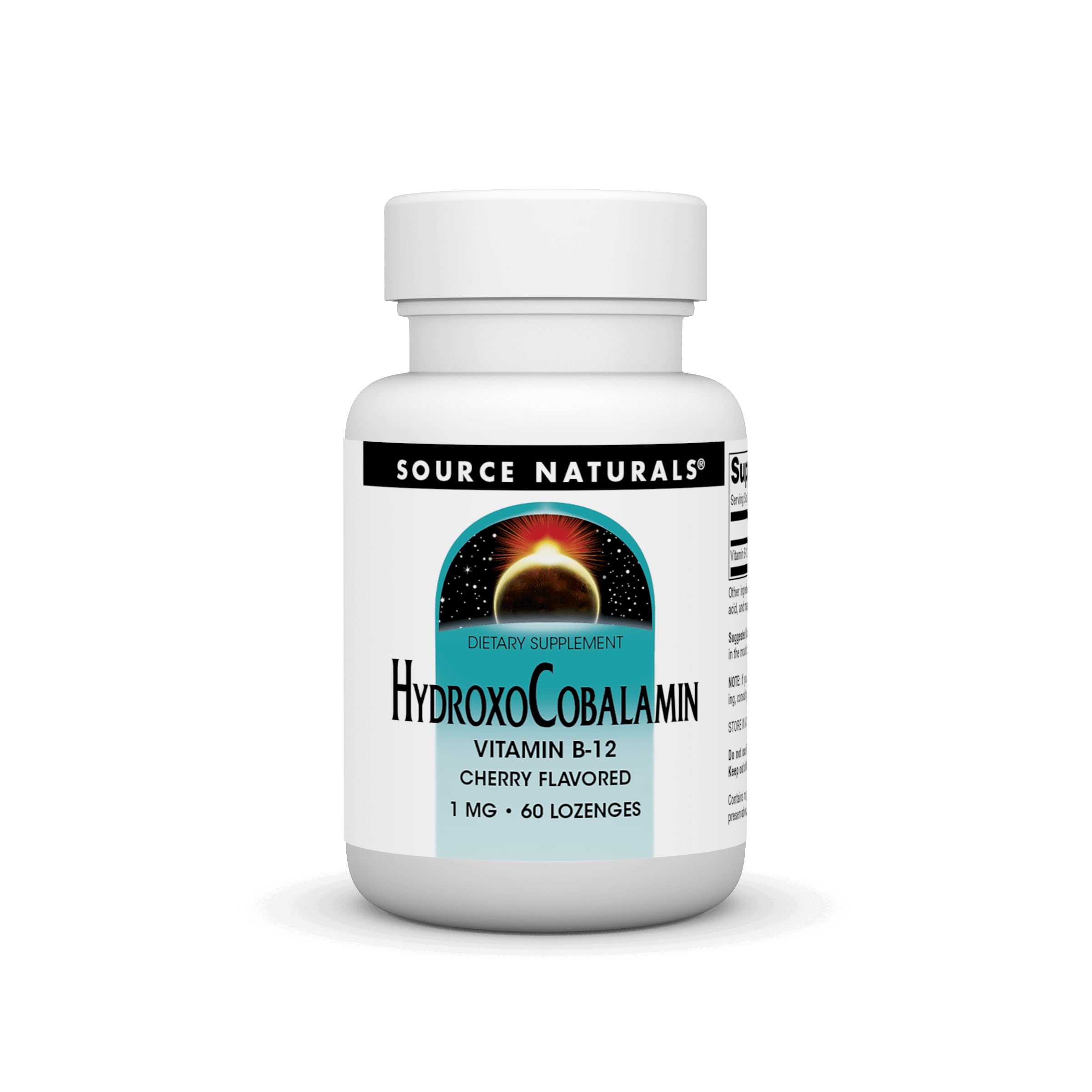 Front of Source Naturals HydroxoCobalamin B-12 Cherry Lozenges package