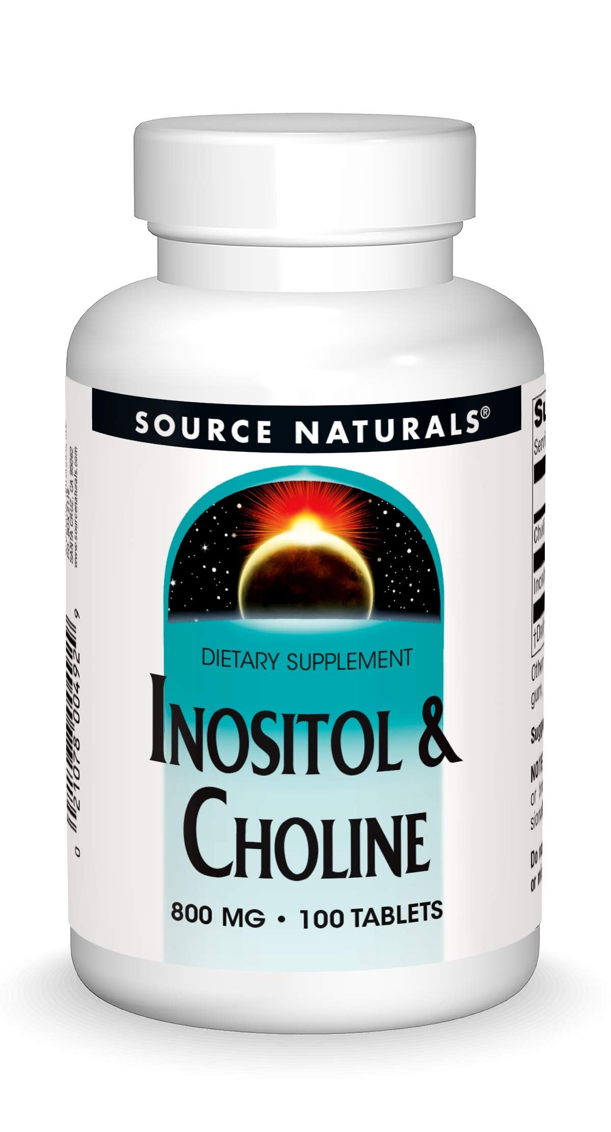 Hero image of Source Naturals Inositol & Choline 800 mg bottle - 100 tablets
