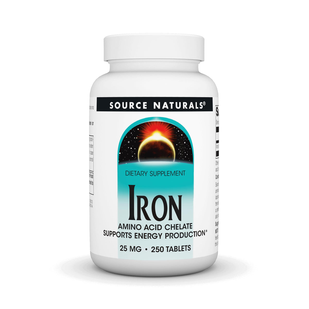 Bottle of Source Naturals Iron, Amino Acid Chelate 250 tablets front view