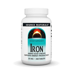 Bottle of Source Naturals Iron, Amino Acid Chelate 250 tablets front view