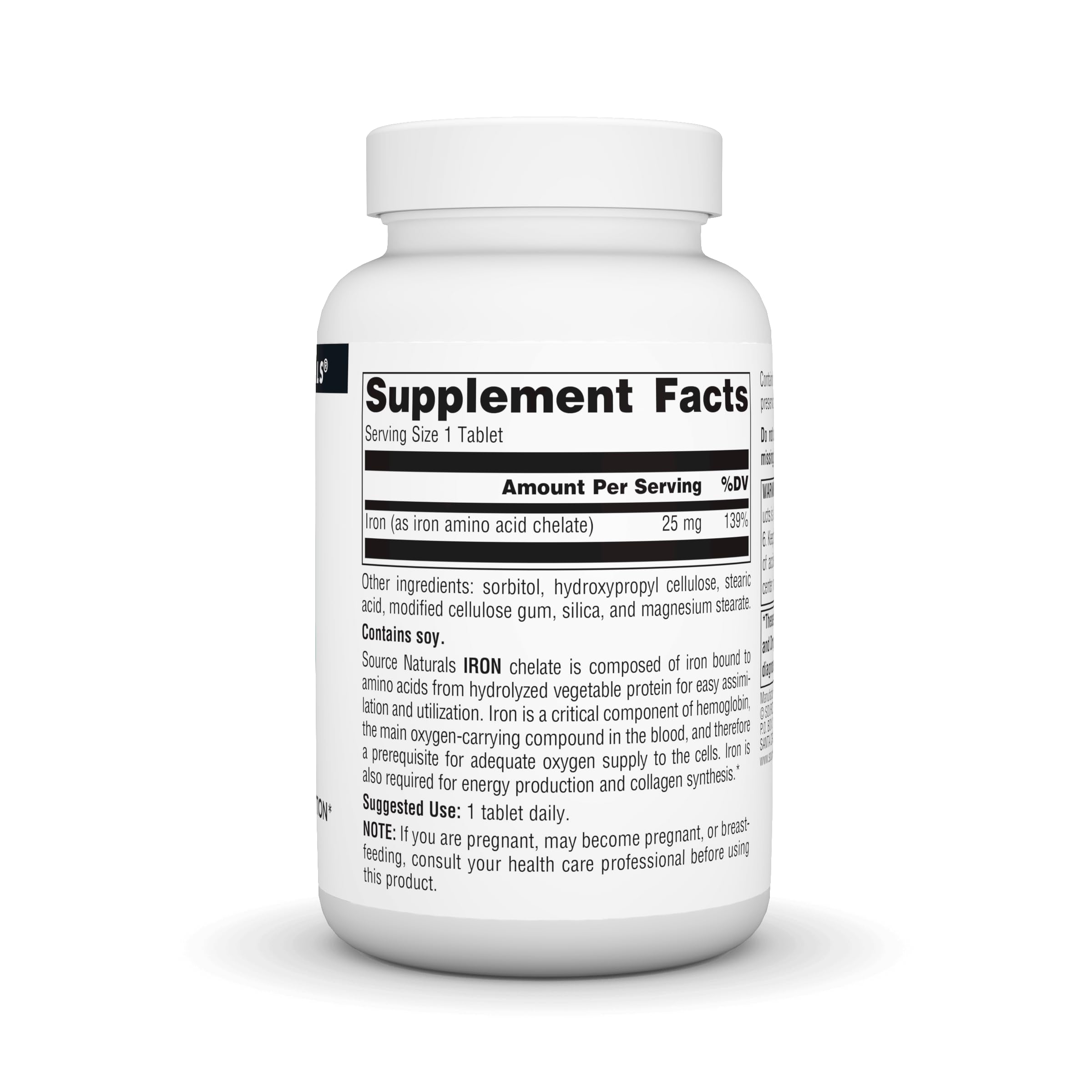 Packaging for Source Naturals Iron, Amino Acid Chelate dietary supplement