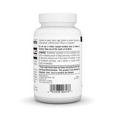 Ingredients and Supplement Facts label for Source Naturals Iron amino acid chelate