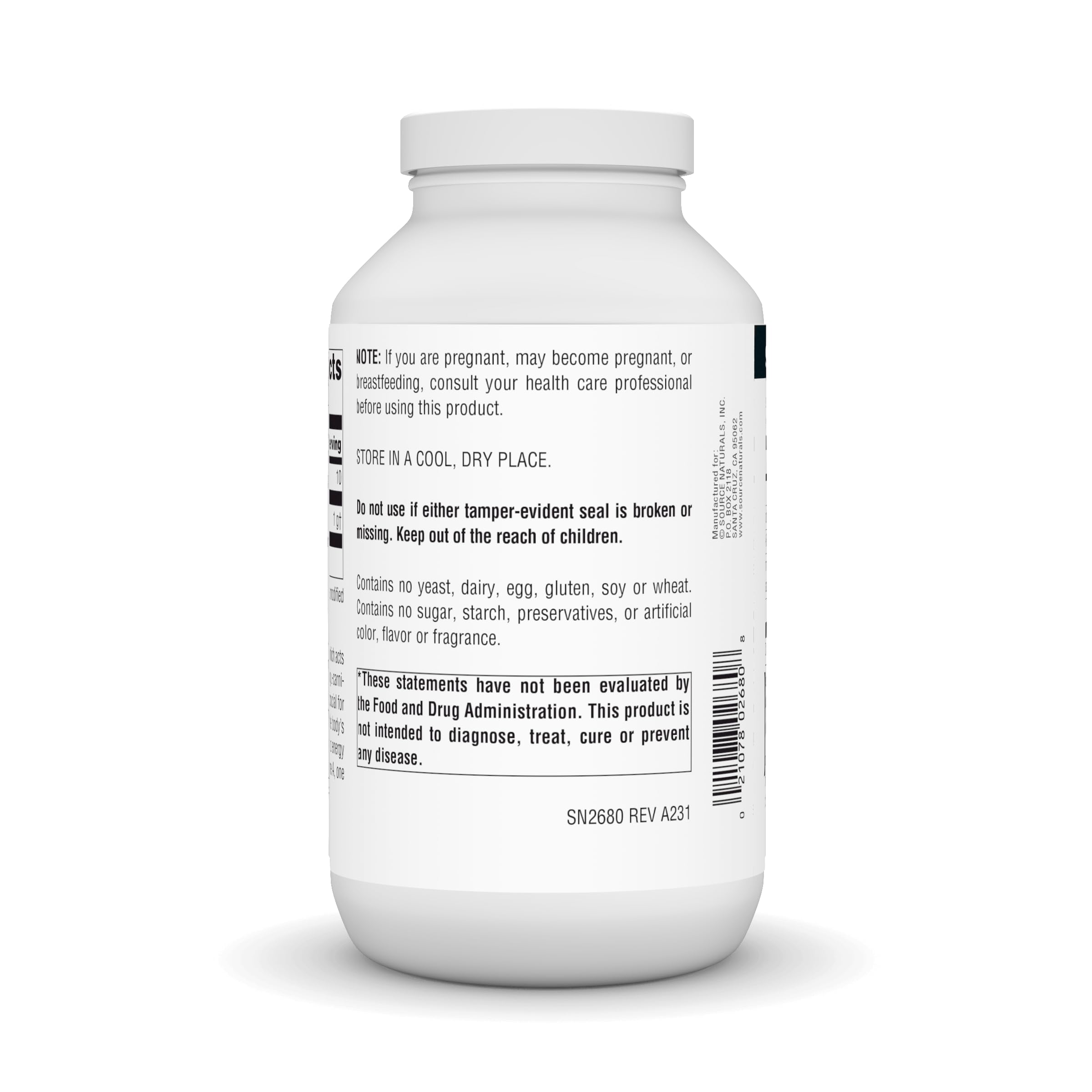 Supplement Facts panel for L-Lysine Free Form 1000 mg