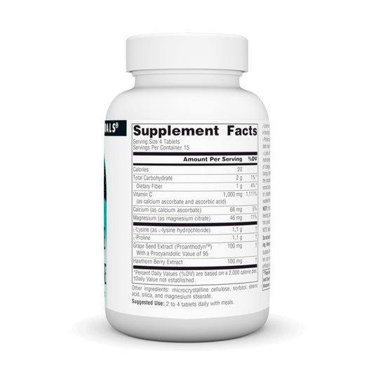 Close-up of L-Proline and L-Lysine tablets