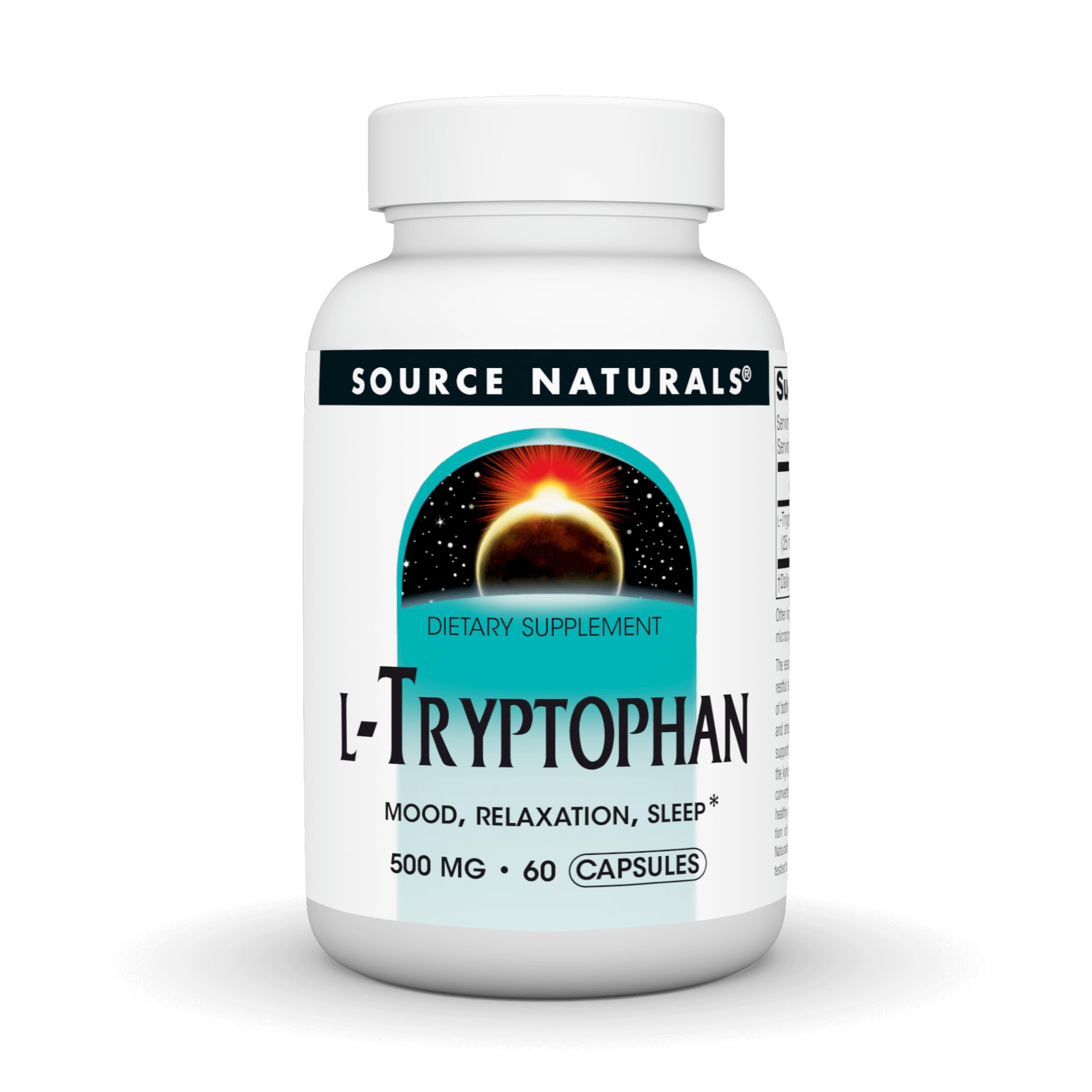 Source Naturals L-Tryptophan 500mg bottle – front view