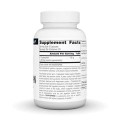 L-Tryptophan 500mg capsules inside bottle close-up