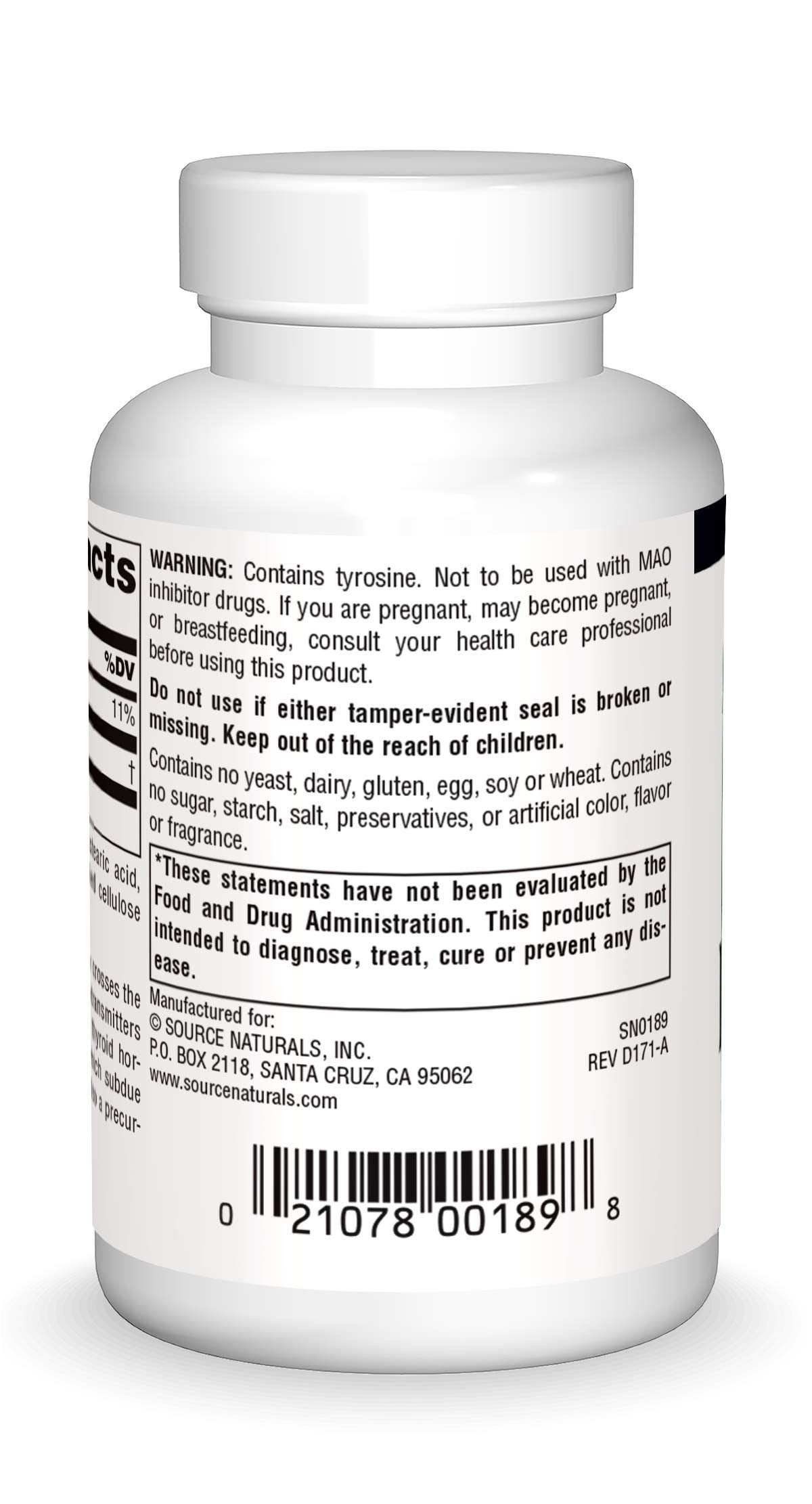 Bottle of Source Naturals L-Tyrosine 50 tablets