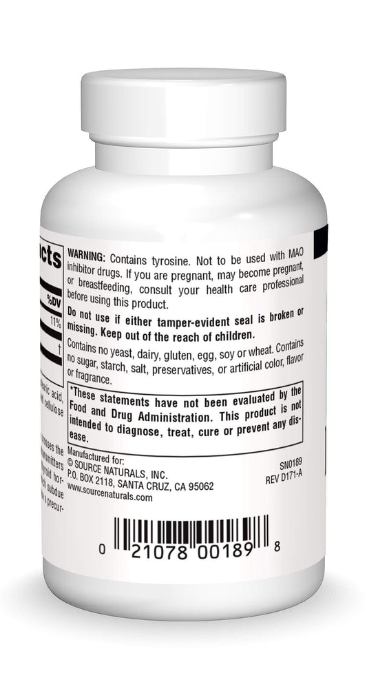Bottle of Source Naturals L-Tyrosine 50 tablets
