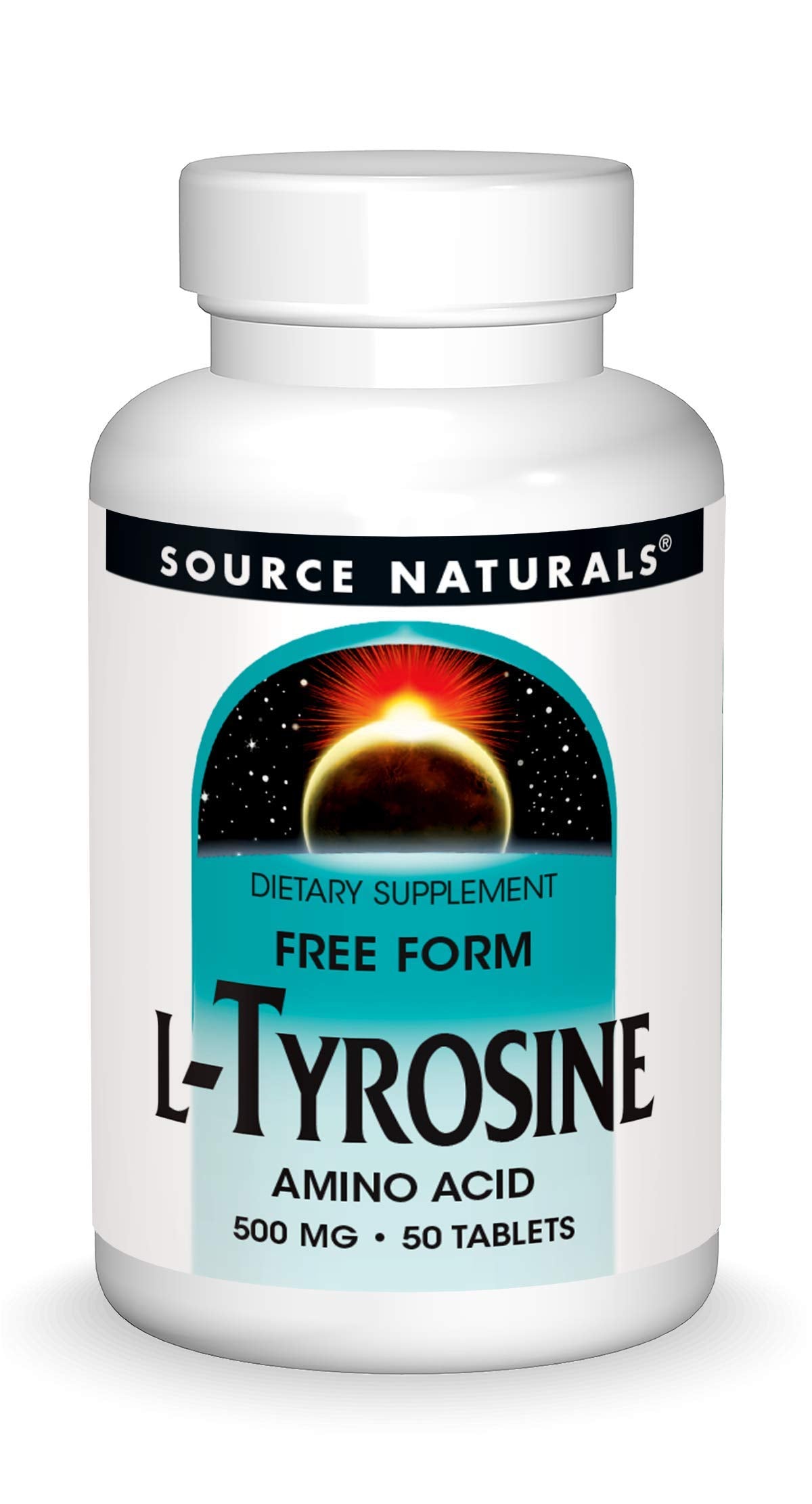 Source Naturals L-Tyrosine 50 Tablets front view