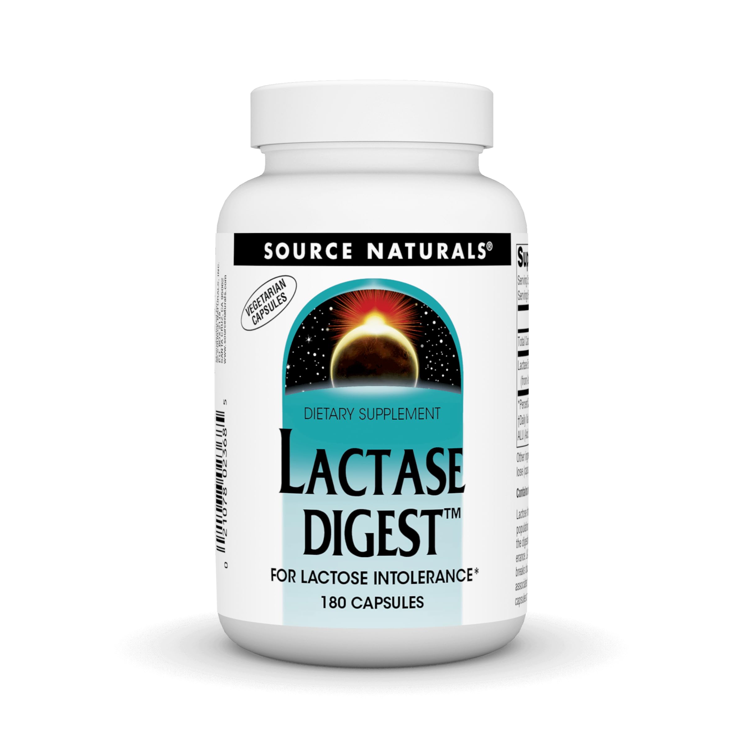 Bottle of Source Naturals Lactase Digest 180 capsules