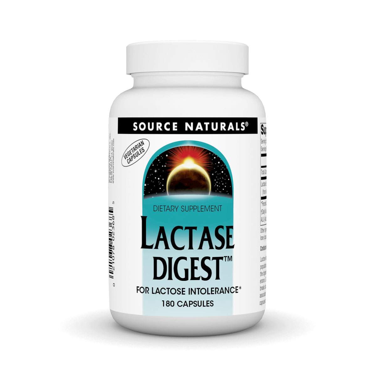 Bottle of Source Naturals Lactase Digest 180 capsules