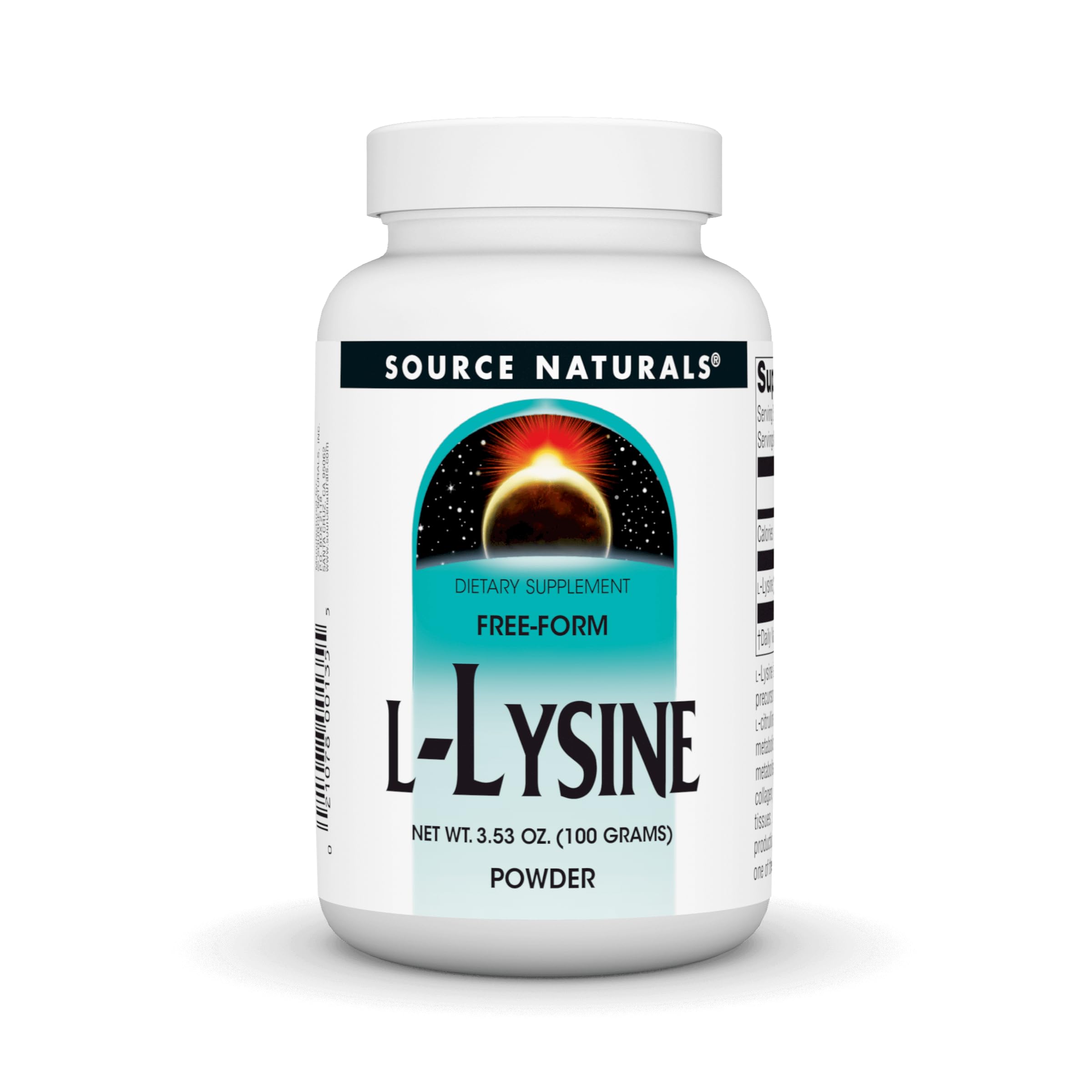 Source Naturals L-Lysine Free-Form Powder 100 g bottle