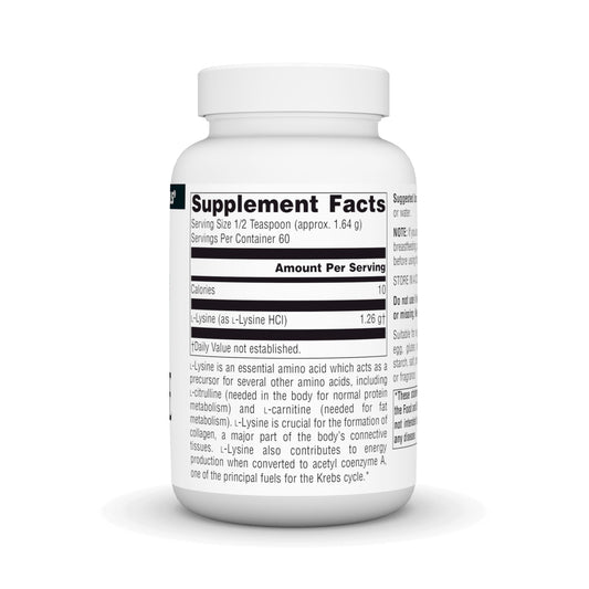 Label for Source Naturals L-Lysine Free-Form Powder