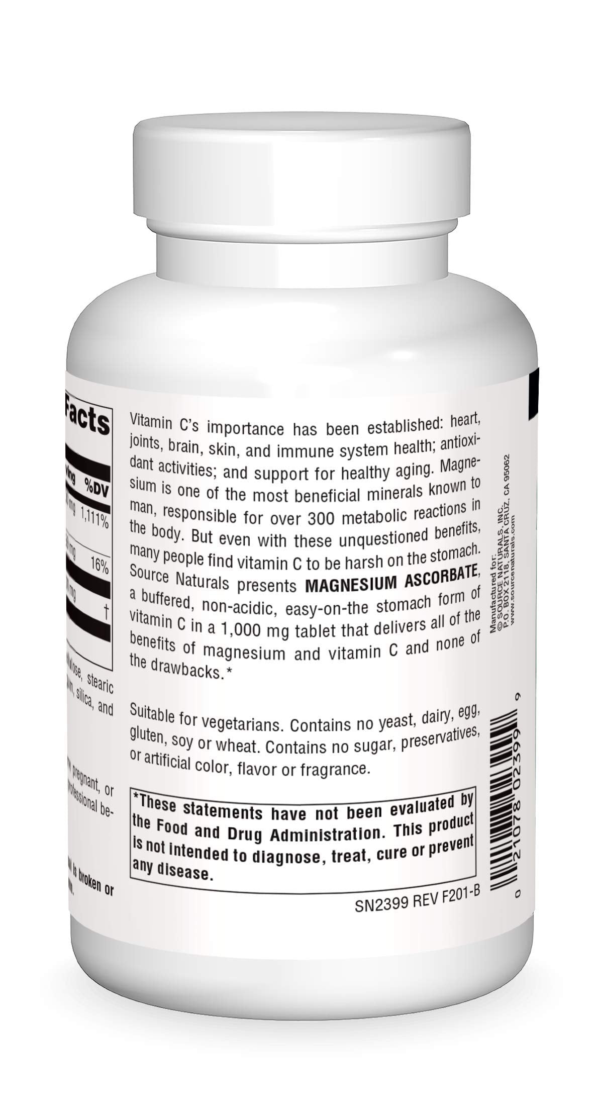 Close-up of Magnesium Ascorbate 1000 mg tablet