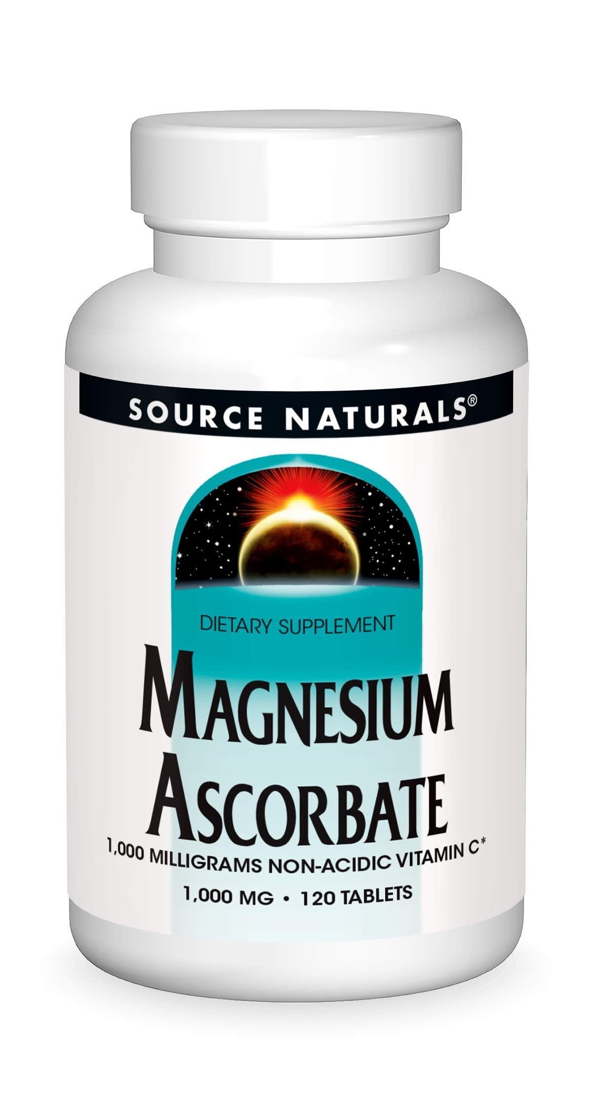 Bottle of Source Naturals Magnesium Ascorbate 120 tablets