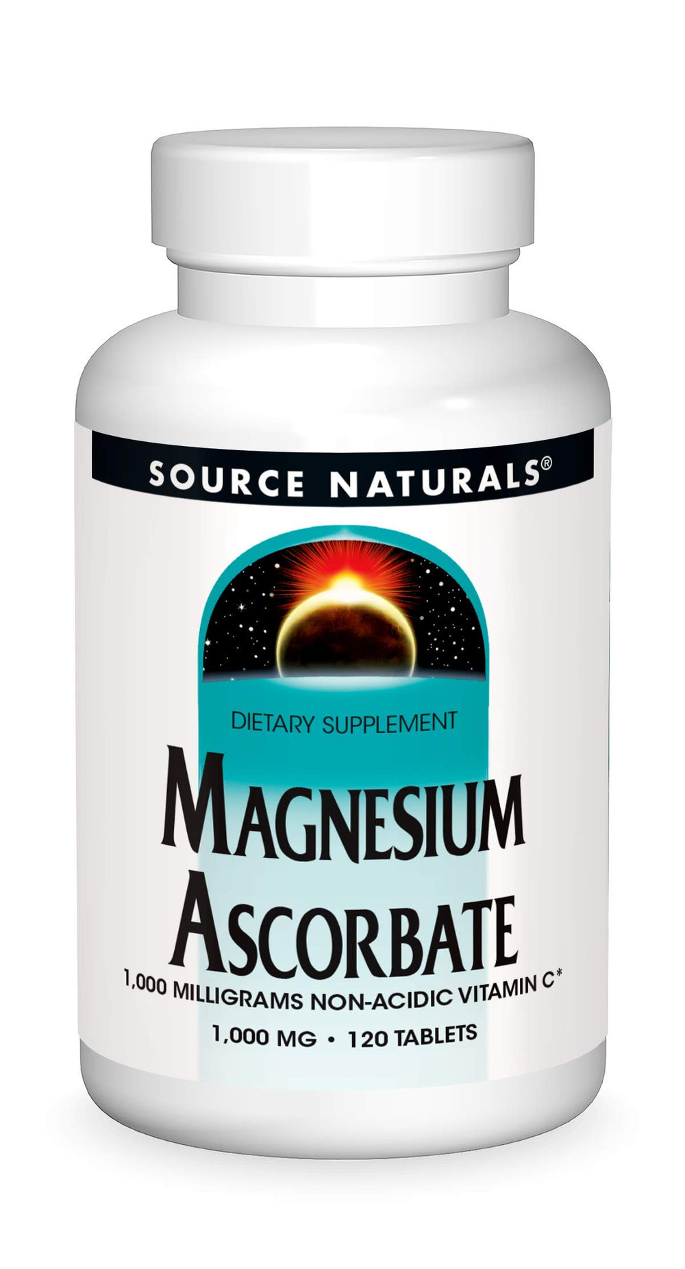 Bottle of Source Naturals Magnesium Ascorbate 120 tablets