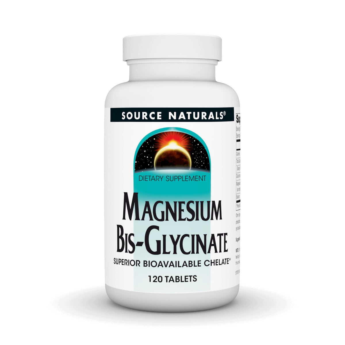 Source Naturals Magnesium Bis-Glycinate bottle – 120 tablets
