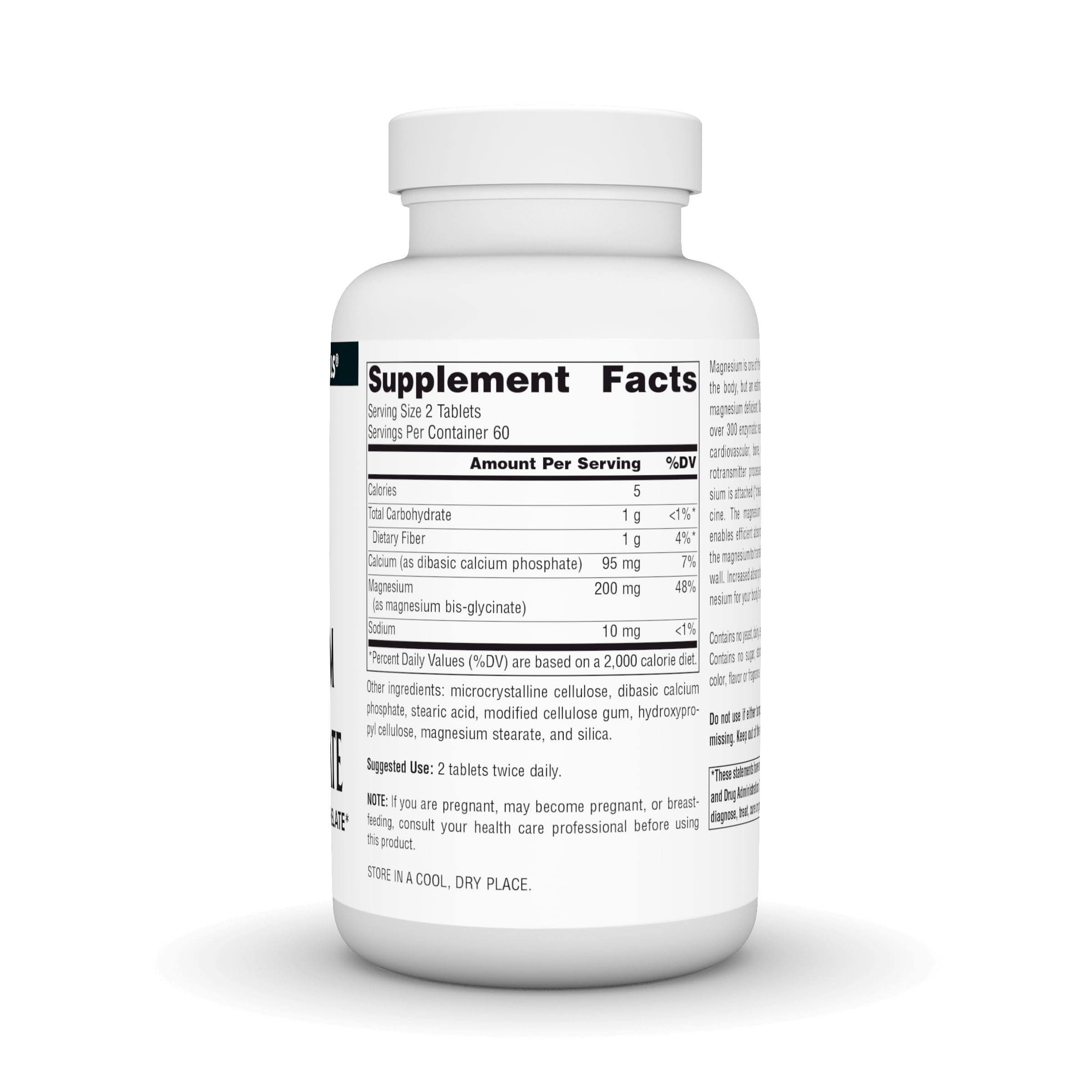 Ingredients panel for Source Naturals Magnesium Bis-Glycinate