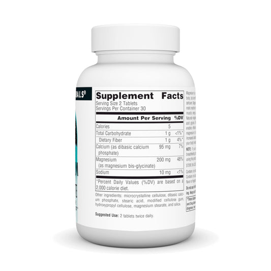 Bottle of Source Naturals Magnesium Glycinate – back label