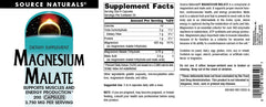 Ingredients and nutrition facts for Source Naturals Magnesium Malate