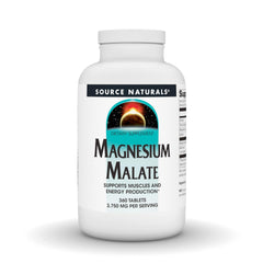 Bottle of Source Naturals Magnesium Malate 3750 mg per serving with 360 tablets