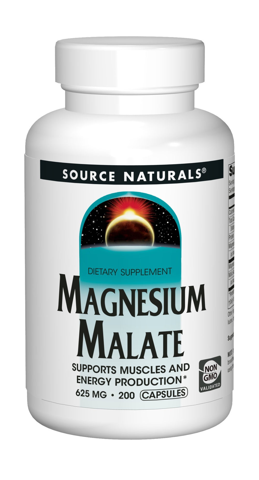 Bottle label of Source Naturals Magnesium Malate 625mg