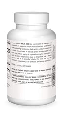 Nutrition label showing malic acid content per tablet