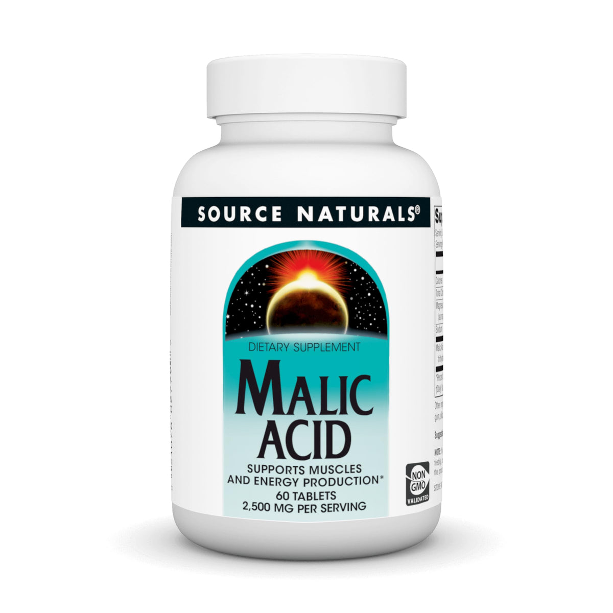 Source Naturals Malic Acid 2500 mg bottle with 60 tablets