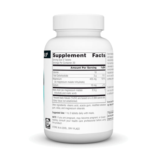 Close-up of Source Naturals malic acid tablets